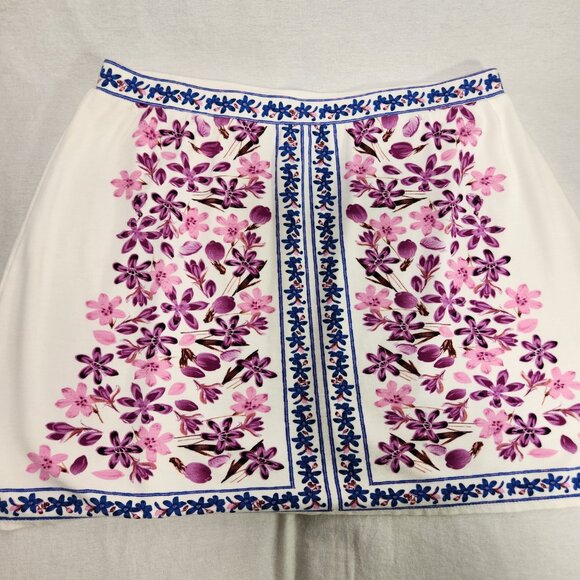 SOPHIE MAX Romantic Ivory Floral Stretchy Pull-On Mini Skirt Size L LIKE NEW! - Picture 4 of 16